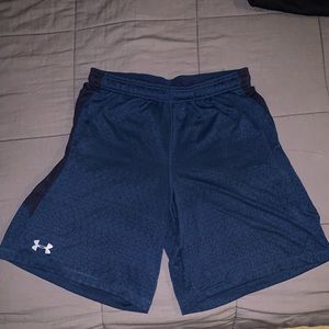 Blue patterned under armour shorts